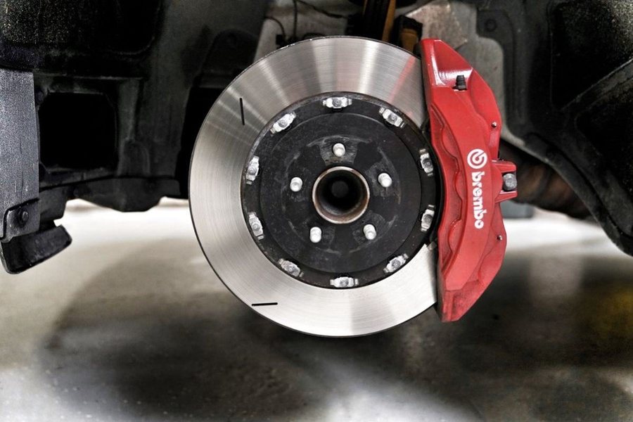 Brake disc and red caliper