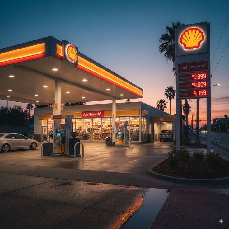 Fuel station at dusk